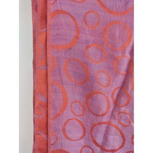 Bul-Bul Handicraft Silk Wool Scarf With Fringe Two Sided Orange Pink  28"X 79"